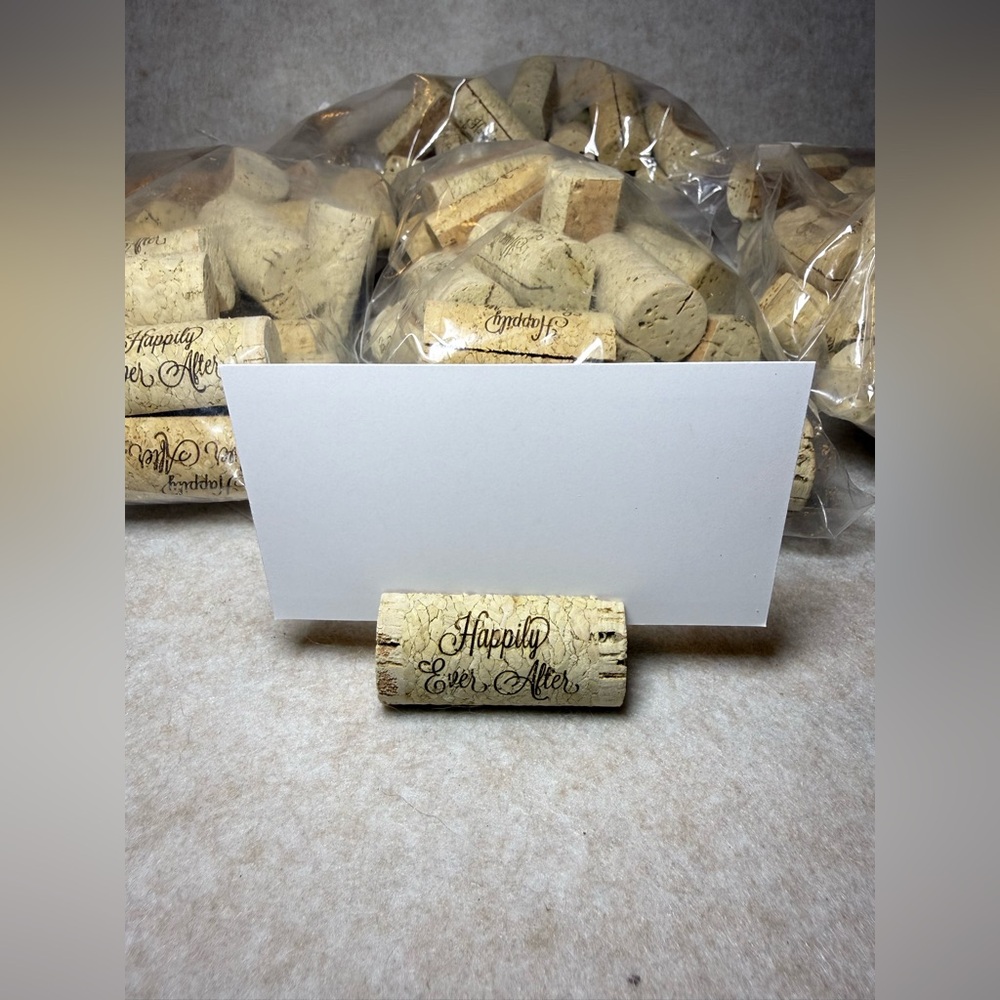 Wedding Rustic Wine Cork Place Card Holders 
Happily Ever After Set of 100 NWT